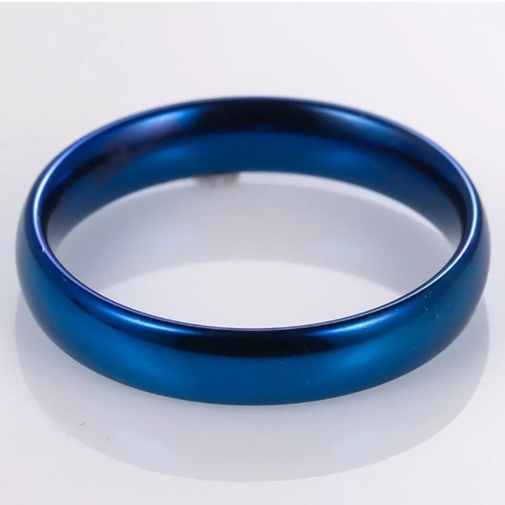 Polished Titanium Blue Wedding Band/Ring Size: 5 - Picture 2 of 2